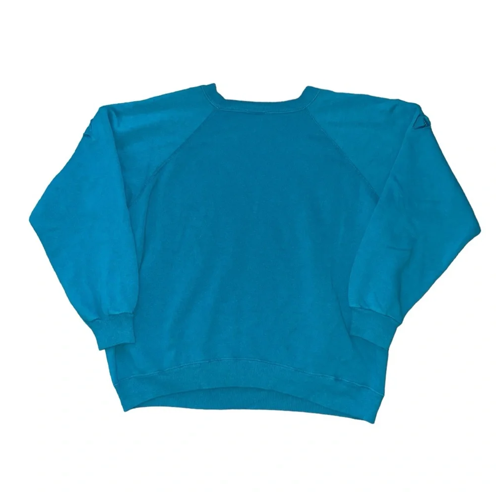 vintage 90s turquoise oversized baggy crewneck granny sweatshirt sweater - Picture 6 of 6